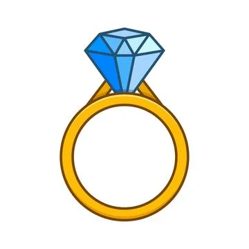Wedding ring icon in flat style. Brilliant gold jewellery vector illustrati.. Stock Illustration