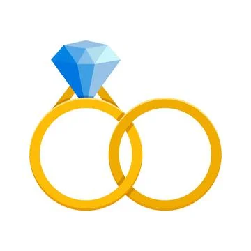 Wedding ring icon in flat style. Brilliant gold jewellery vector illustrati.. Stock Illustration