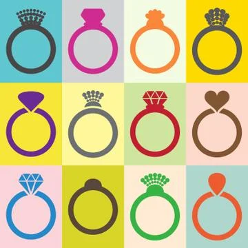 Wedding ring icons イラスト素材