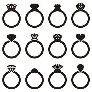 Wedding ring icons Illustrazione stock