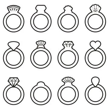 Wedding ring icons Stock Illustration