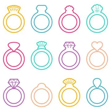 Wedding ring icons Stock Illustration