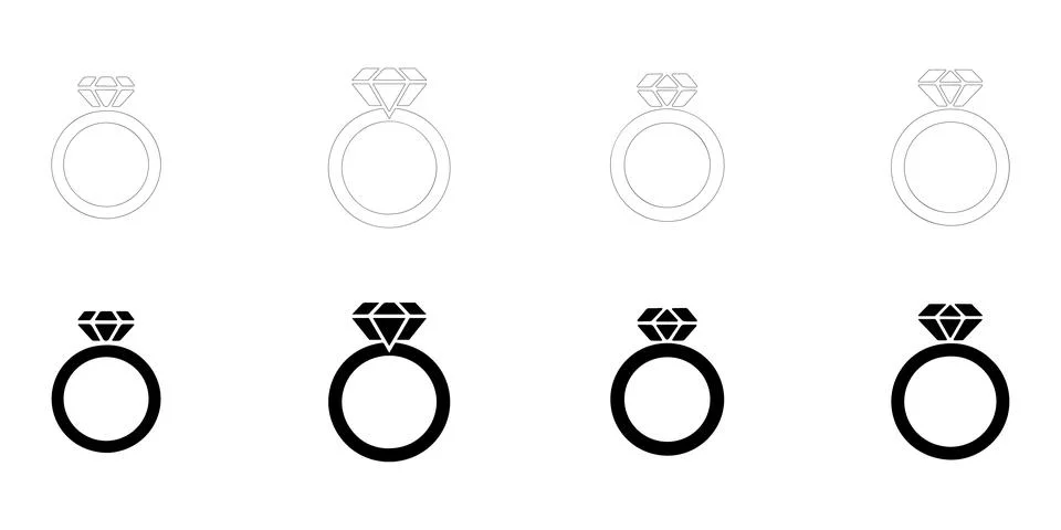 Wedding ring icons set. Stock Illustration