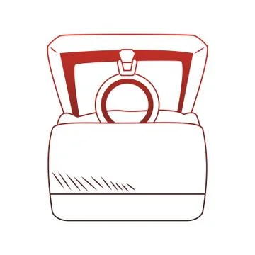 Wedding ring inside box red lines Stock Illustration