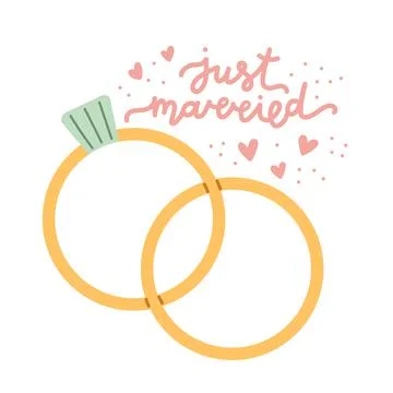 Wedding ring just married flat vector illustration Stock Illustration