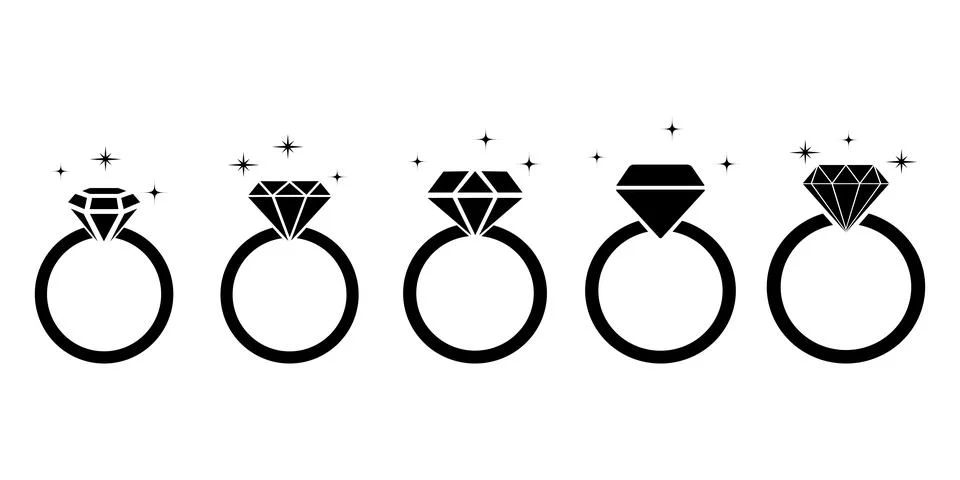 Wedding ring or diamond ring flat icon Stock Illustration