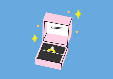 Wedding ring in a pink box Stock Illustration