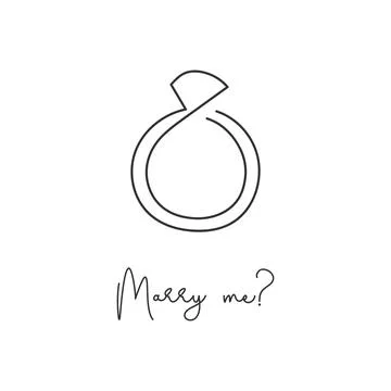 Wedding ring, propose. Continuous line drawing. 库存插图