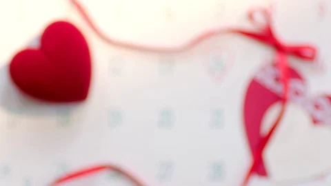 Wedding ring in red gift box on Valentine's day Stock Footage 71571195