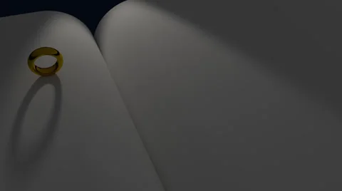 Wedding Ring Rolling into Book with Heart Shadow 1080 Stock Footage 28568900