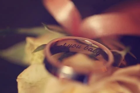 Wedding ring on roses Stock Photos