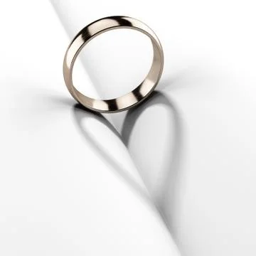 Wedding ring  with shadow shape heart Illustrazione stock