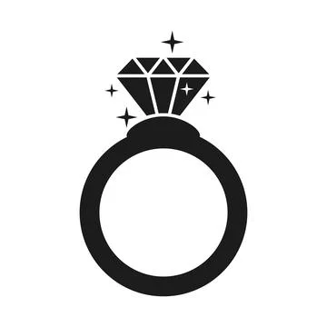 Wedding ring silhouette icon in flat style. Brilliant gold jewellery vector.. Stock Illustration