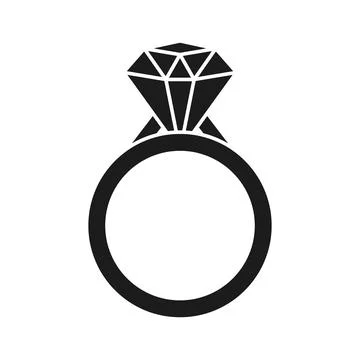 Wedding ring silhouette icon in flat style. Brilliant gold jewellery vector.. Stock Illustration