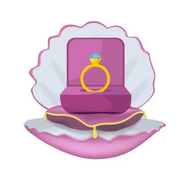Wedding Ring Sitting in the Middle of an Open Shell Stock Illustration
