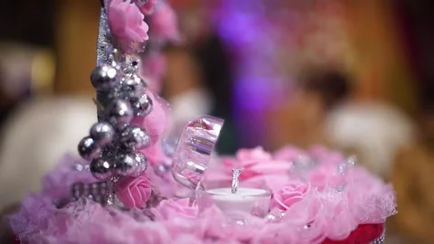 Wedding Ring Stand Decorated Stock Footage 169818598