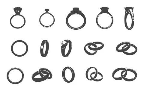 Wedding ring SVG, Wedding ring silhouette, Diamond ring svg Stock Illustration