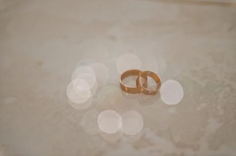 Wedding ring on the table 3510. Stock Photos