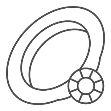 Wedding ring thin line icon. Diamond engagement ring vector illustration Stock Illustration