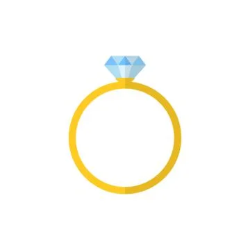 Wedding ring vector icon. Diamond engagement ring vector icon. Flat design. Stock Illustration