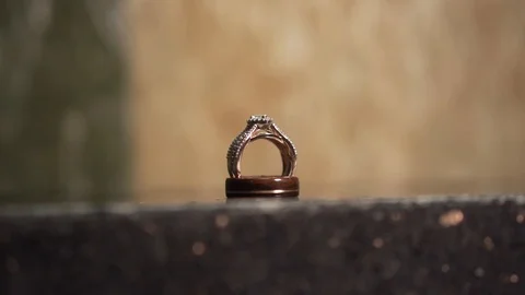 Wedding Ring with Waterfall in the Background Video stock 121335804