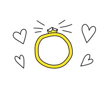 Wedding ring on a white background. Cartoon. Stock Illustration