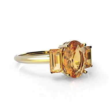 Wedding ring wiith diamond. 3D illustration Stock Illustration