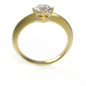 Wedding ring wiith diamond. 3D illustration Stock Illustration