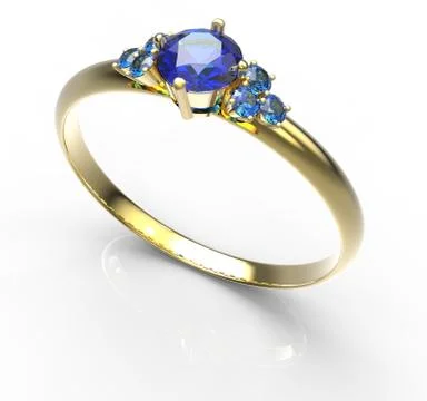 Wedding ring wiith diamond. 3D illustration Stock Illustration