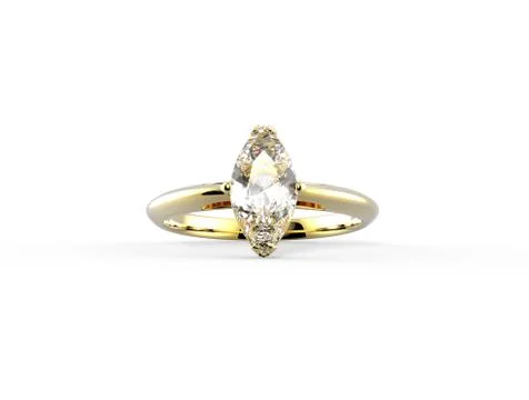 Wedding ring wiith diamond. 3D illustration Stock Illustration