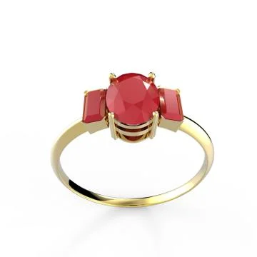 Wedding ring wiith diamond. 3D illustration Stockillustratie