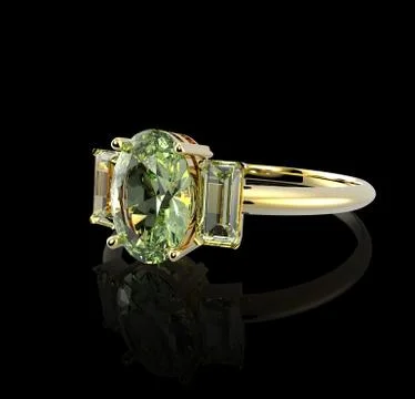 Wedding ring wiith diamond. 3D illustration Stock Illustration