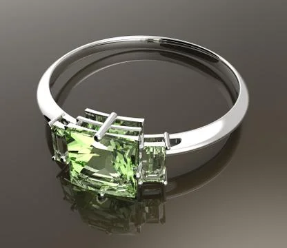 Wedding ring wiith diamond. 3D illustration Stock Illustration