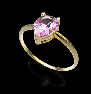 Wedding ring wiith diamond. 3D illustration Stock Illustration