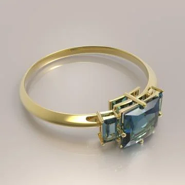 Wedding ring wiith diamond. 3D illustration Stock Illustration