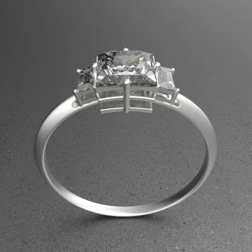 Wedding ring wiith diamond. 3D illustration Stock Illustration