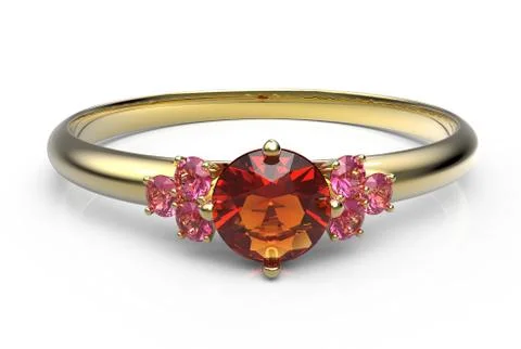 Wedding ring wiith diamond. 3D illustration Stock Illustration