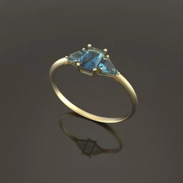 Wedding ring wiith diamond. 3D illustration Stock Illustration