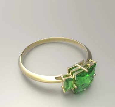 Wedding ring wiith diamond. 3D illustration Stock Illustration