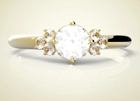 Wedding ring wiith diamond. 3D illustration Stock Illustration