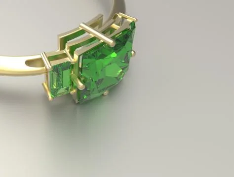 Wedding ring wiith diamond. 3D illustration Stock Illustration