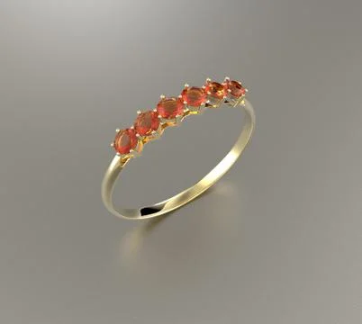 Wedding ring wiith diamond. 3D illustration Stock Illustration