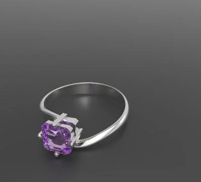 Wedding ring wiith diamond. 3D illustration Stock Illustration