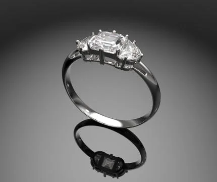 Wedding ring wiith diamond. 3D illustration Stock Illustration