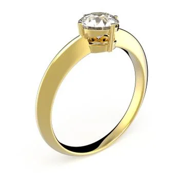 Wedding ring wiith diamond isolated on white background. Sign of Stock Illustration