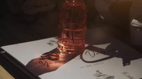 Wedding rings and invitations Stock Footage 219610360