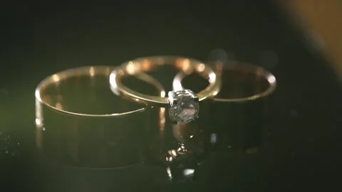 Wedding rings and wedding ring. Macro Stock Footage 131338993