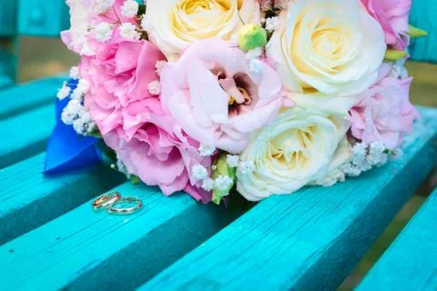 Wedding rings on the background Stock Photos