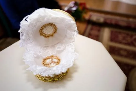 Wedding rings on the background Stock Photos