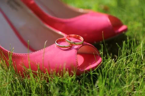 Wedding rings background Stock Photos